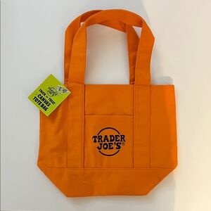 Trader Joe's Limited Edition Halloween Orange Canvas Mini Tote Bag NWT